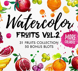 33张高清透明的北欧风水彩水果PNG图片：Watercolor Fruits Vol.2